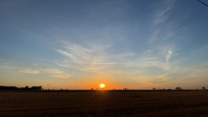 农田夕阳落山延时