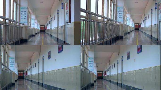 中学明亮的教学楼长廊