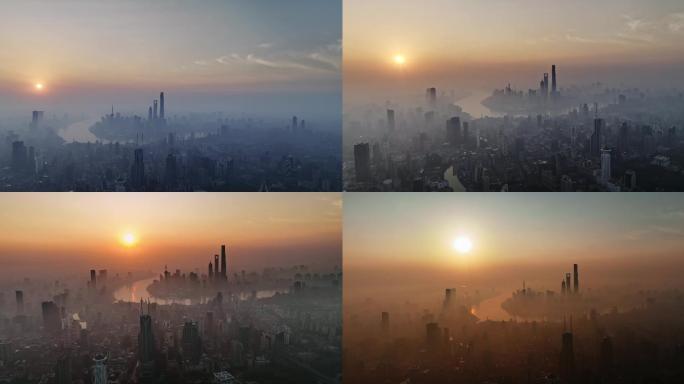 上海疫情 上海雾霾日出平流雾盛景