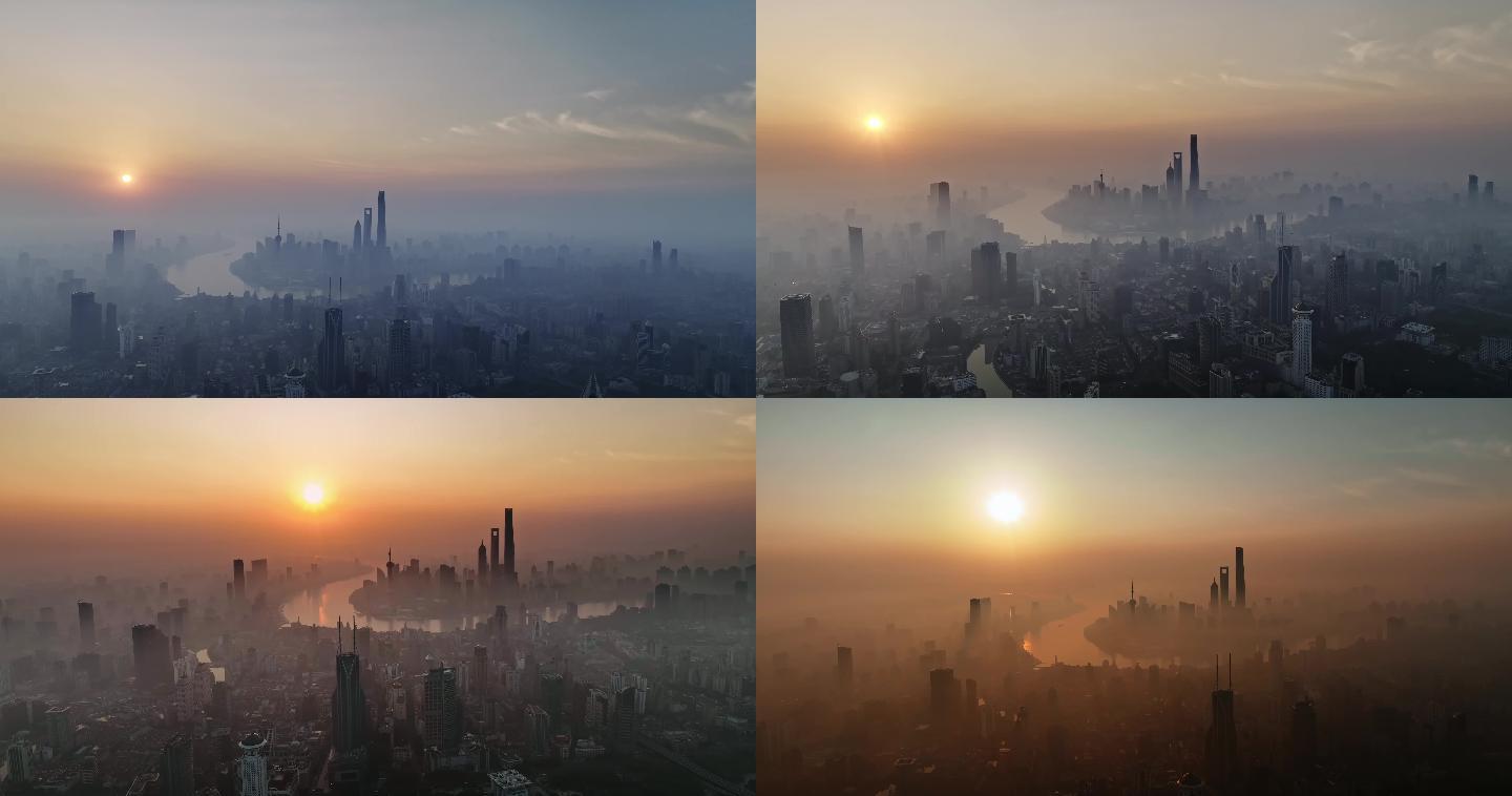 上海疫情 上海雾霾日出平流雾盛景