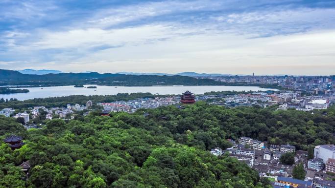 杭州西湖全景 吴山 城隍阁