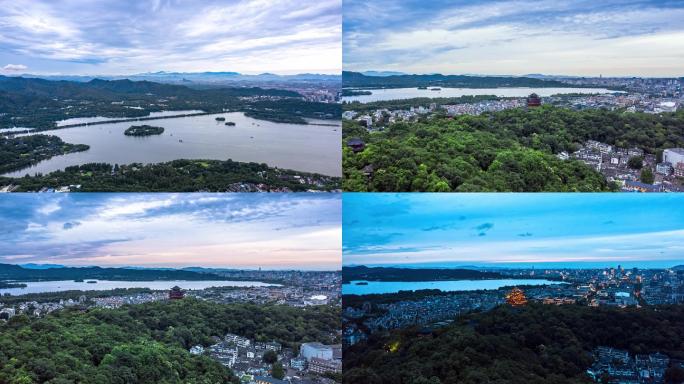 杭州西湖全景 吴山 城隍阁