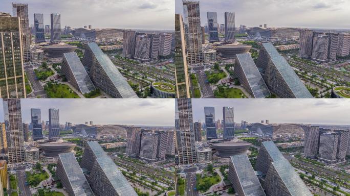 成都高新交子金融科技中心航拍延时摄影4K