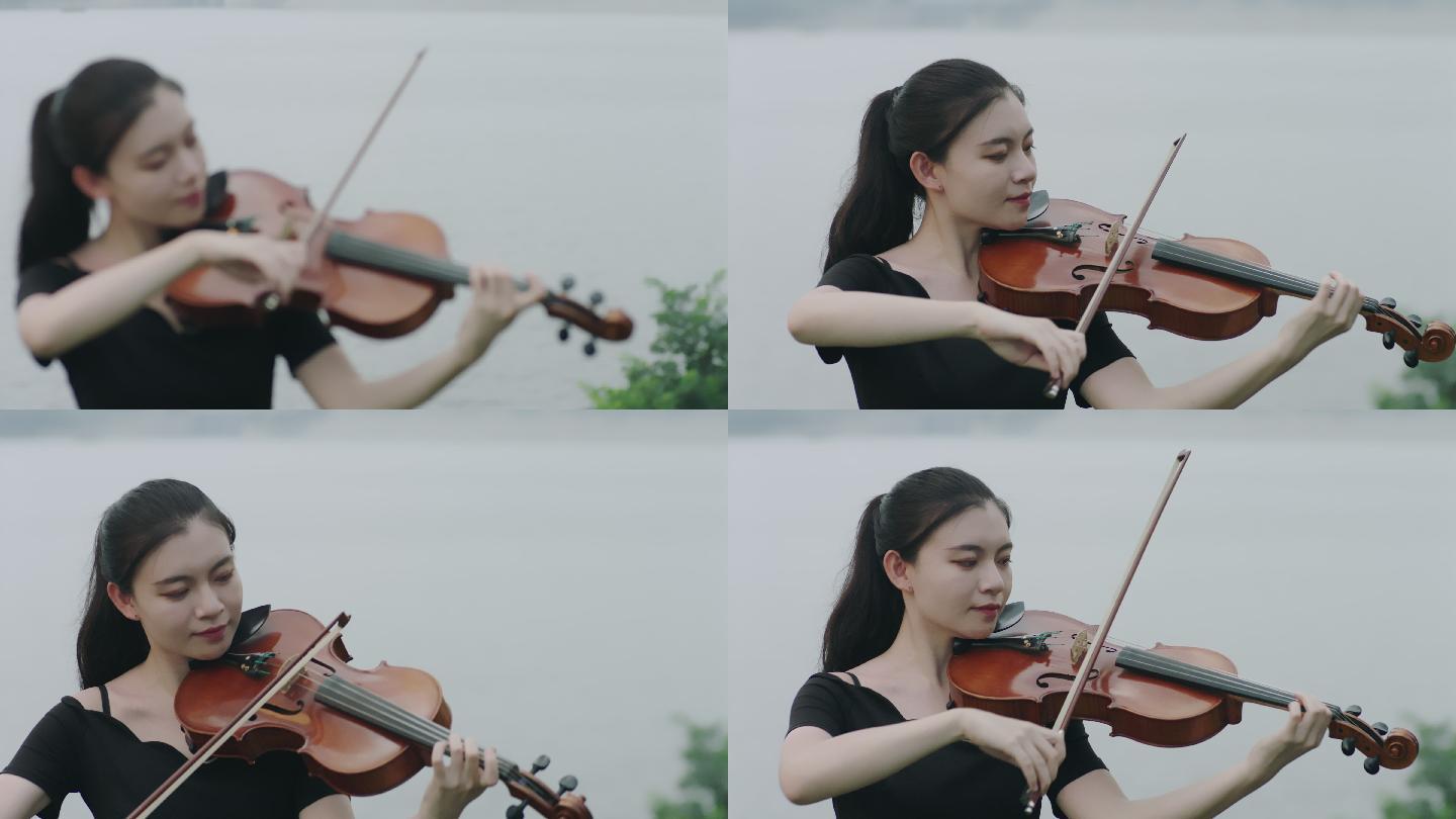 演奏小提琴的美女