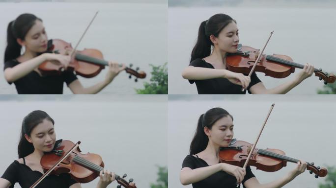 演奏小提琴的美女