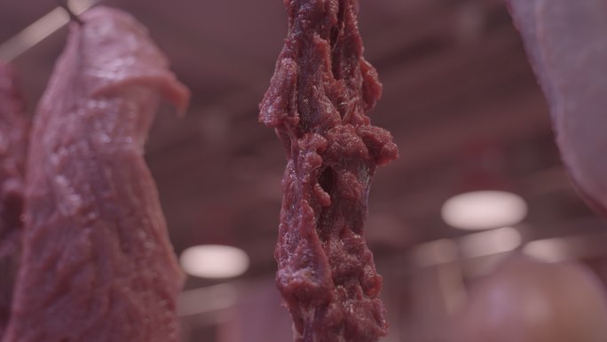 肉档口 挑选肉 挑肉 黄牛肉  市场档口