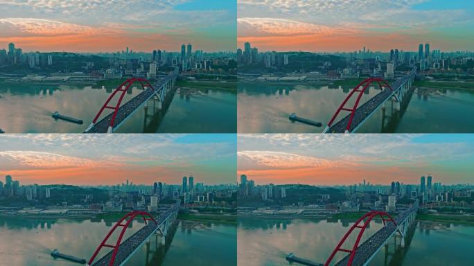 重庆菜园坝大桥航拍