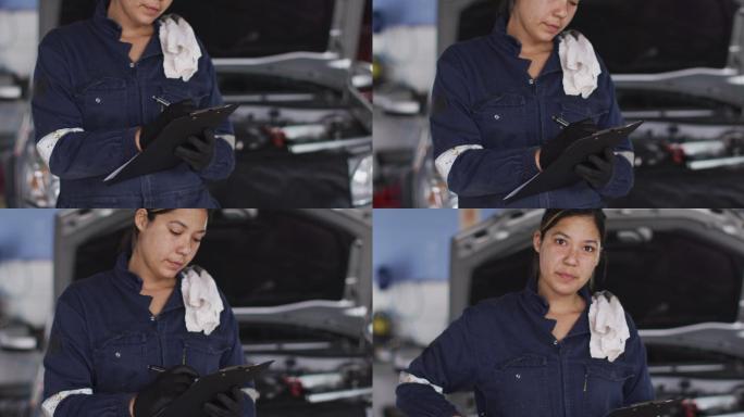 女机械师在汽车服务站工作
