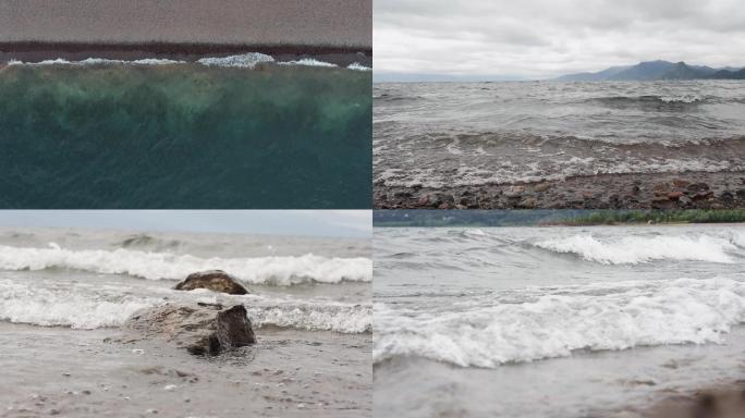 海浪沙滩 含原声 浪花特写 慢动作升格