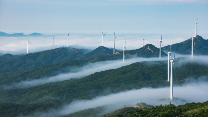 4K湖北随州二妹山风电场云海风光延时