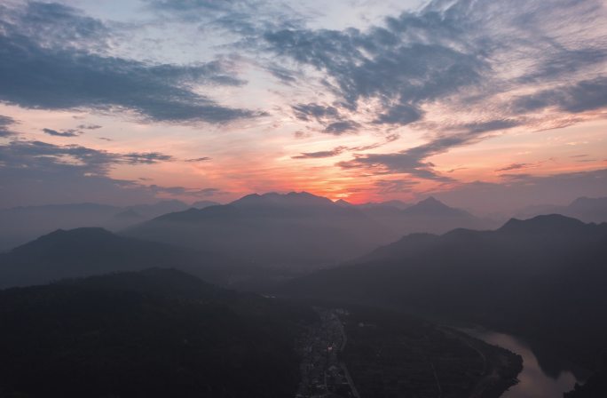 楠溪江日出航拍延时