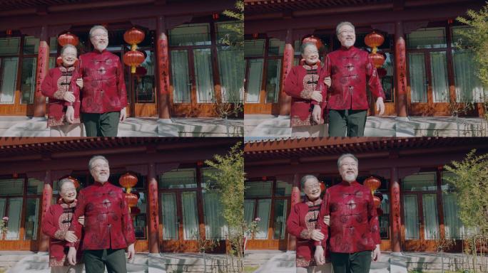 幸福的老年夫妇中国夫妇中国传统服装中国四