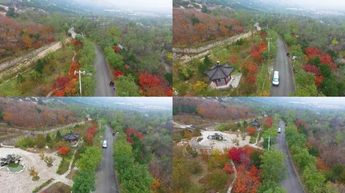 山村 大山 道路 航拍