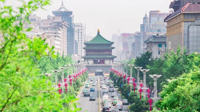 西安钟楼日夜景延时