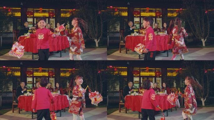 快乐家庭庆祝新年春节广告素材过年阖家欢乐