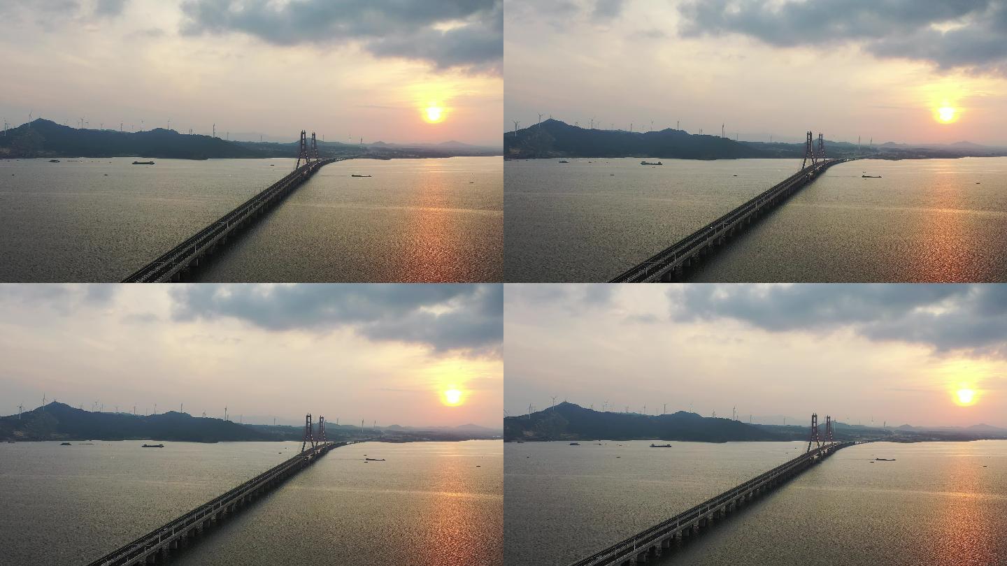 鄱阳湖二桥与风电场及朝阳航拍