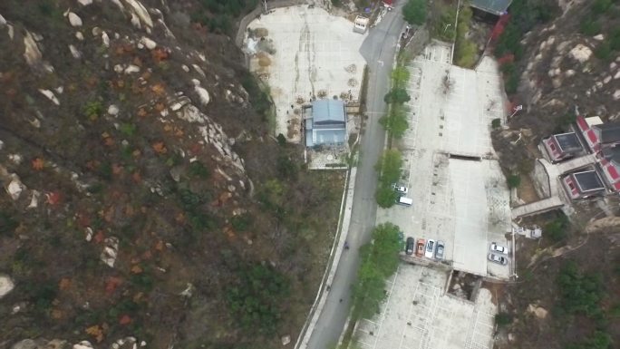 山村 大山 道路 航拍