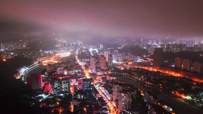 4k航拍重庆綦江城市夜景