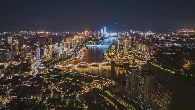 福州江滨夜景航拍延时（闽江之心）