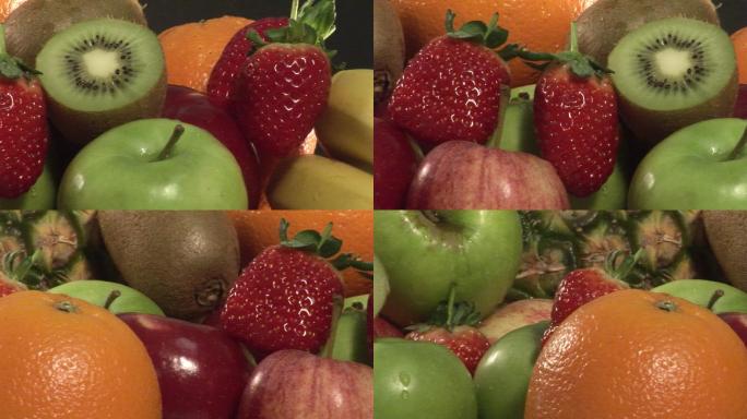 一篮子水果特写新鲜水果猕猴桃草莓香蕉苹果