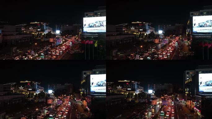 济南城市夜景交通车流航拍4k