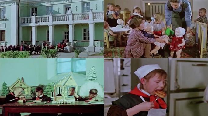 70年代苏联幼儿园儿童上课学习野炊户外