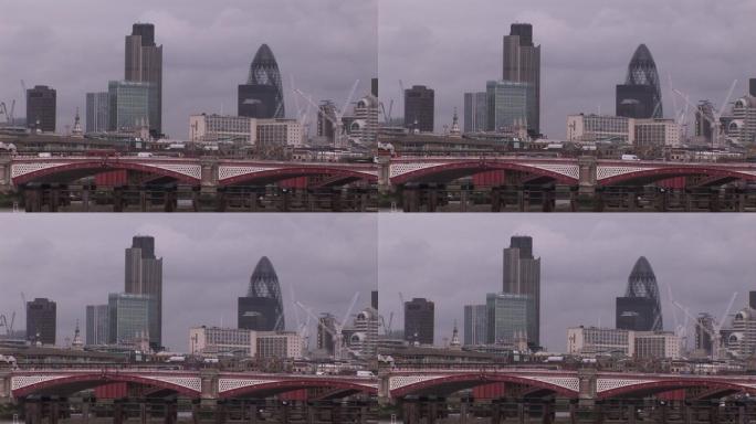 阴天的伦敦城市景观特写