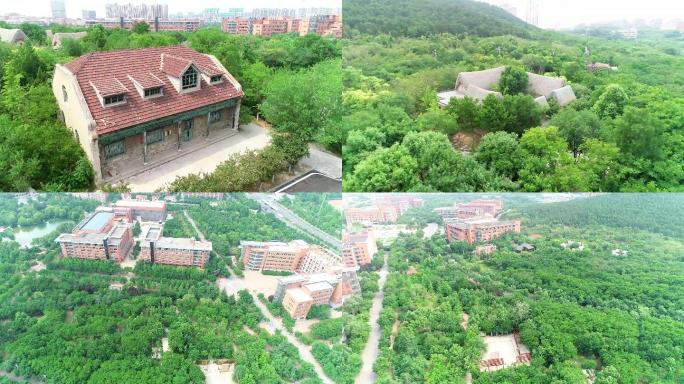 4k航拍山东济南山东建筑大学校园建筑