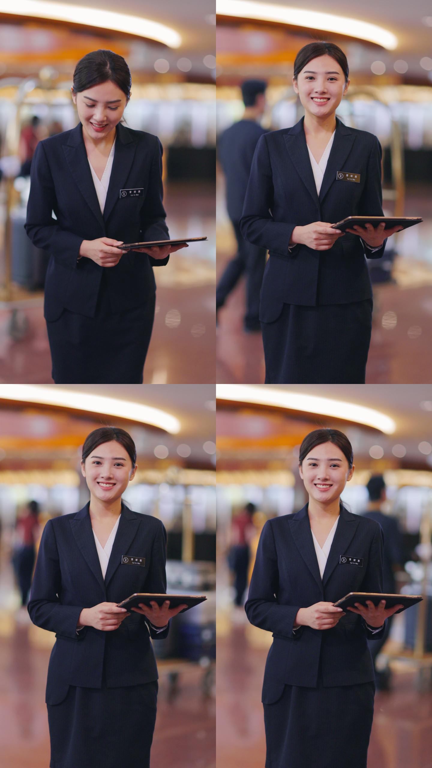 酒店服务人员形象笑容笑脸礼貌迎接礼仪宣传