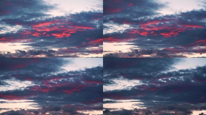 日落时分壮美的火烧云晚霞，延时摄影空镜