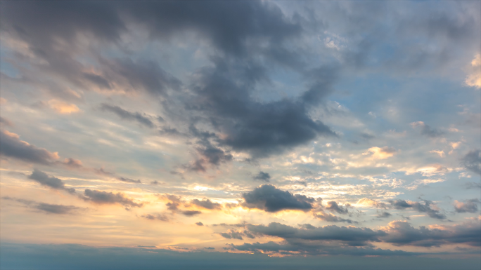 纯天空j日转夜晚霞霞光高天上流云彩云延时