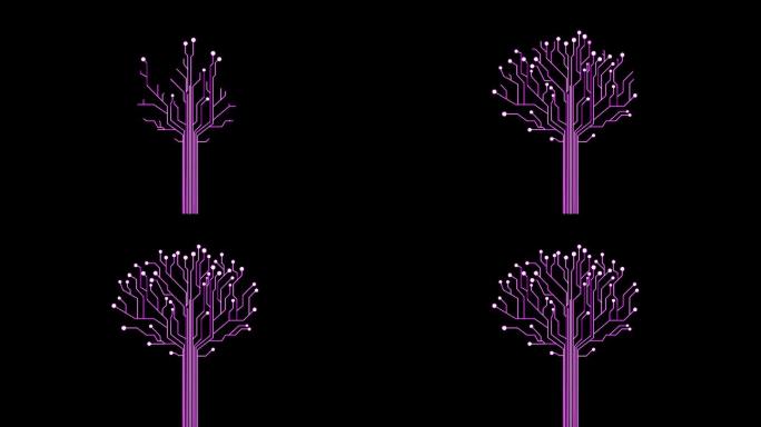 4K紫色科技树生长通道视频2