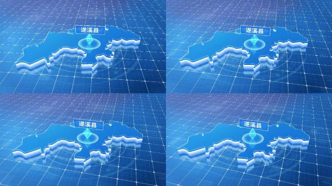 遂溪县蓝色科技感定位地图ae模板