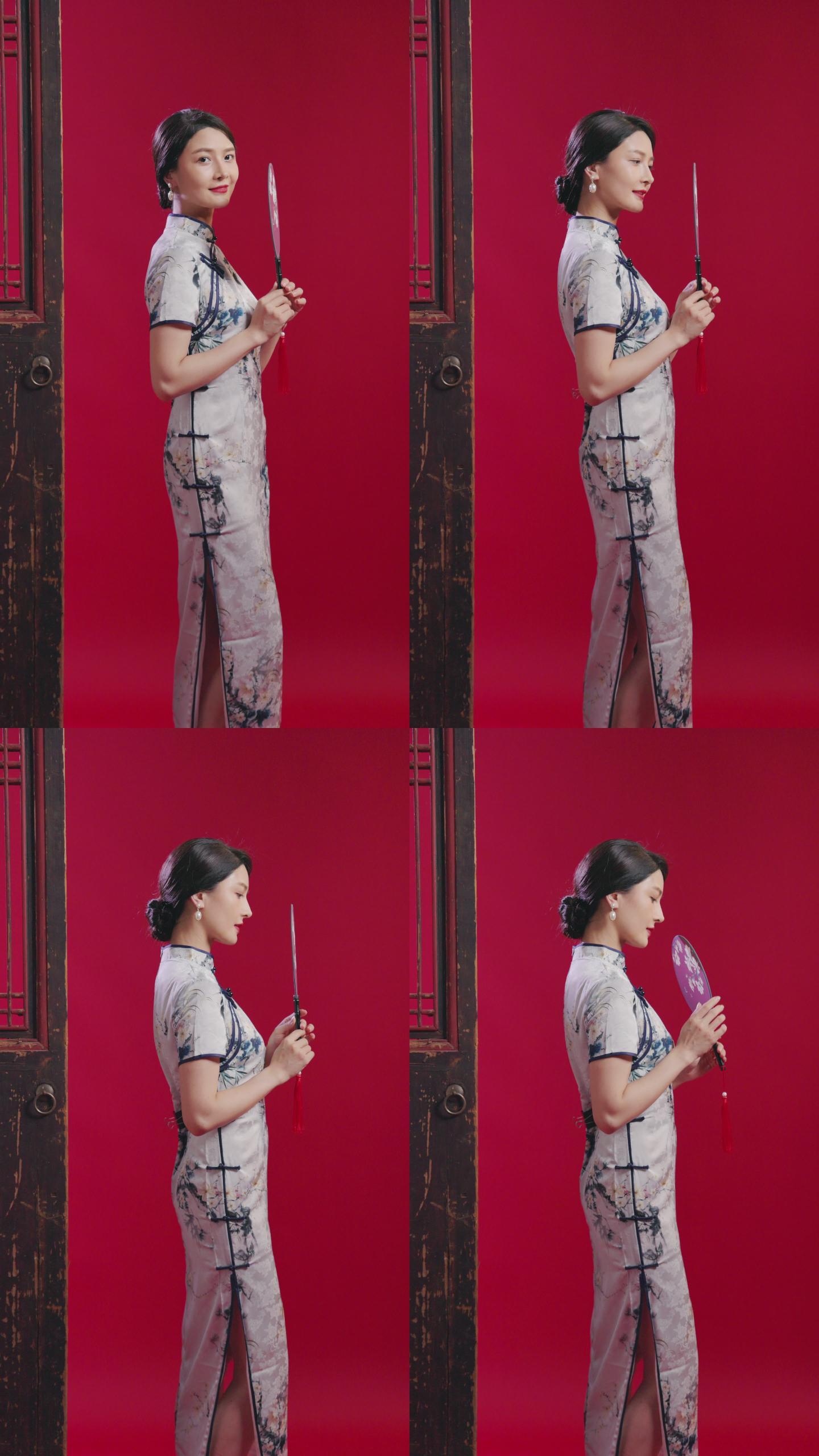 穿旗袍的年轻女子竖屏短视频素材民国时代
