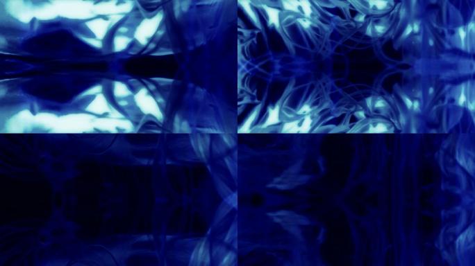 蓝色烟雾动画特效蓝色烟雾镜像水墨舞台背景