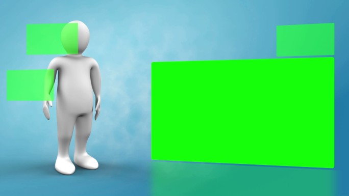 3D动画人绿色方块特效