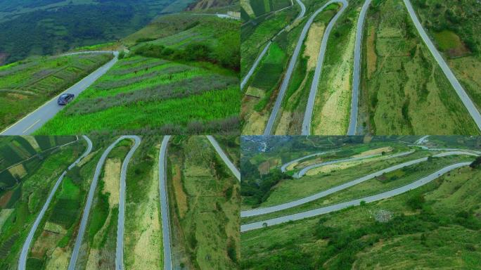 美丽的盘山公路 航拍盘山公路