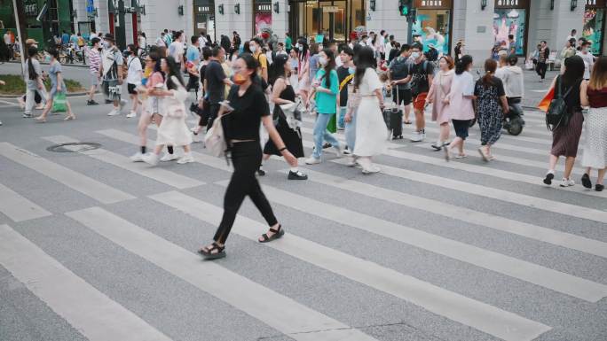 4K人流，繁华都市人来人往 脚步特写