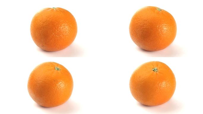 橙色在白色背景上旋转特写