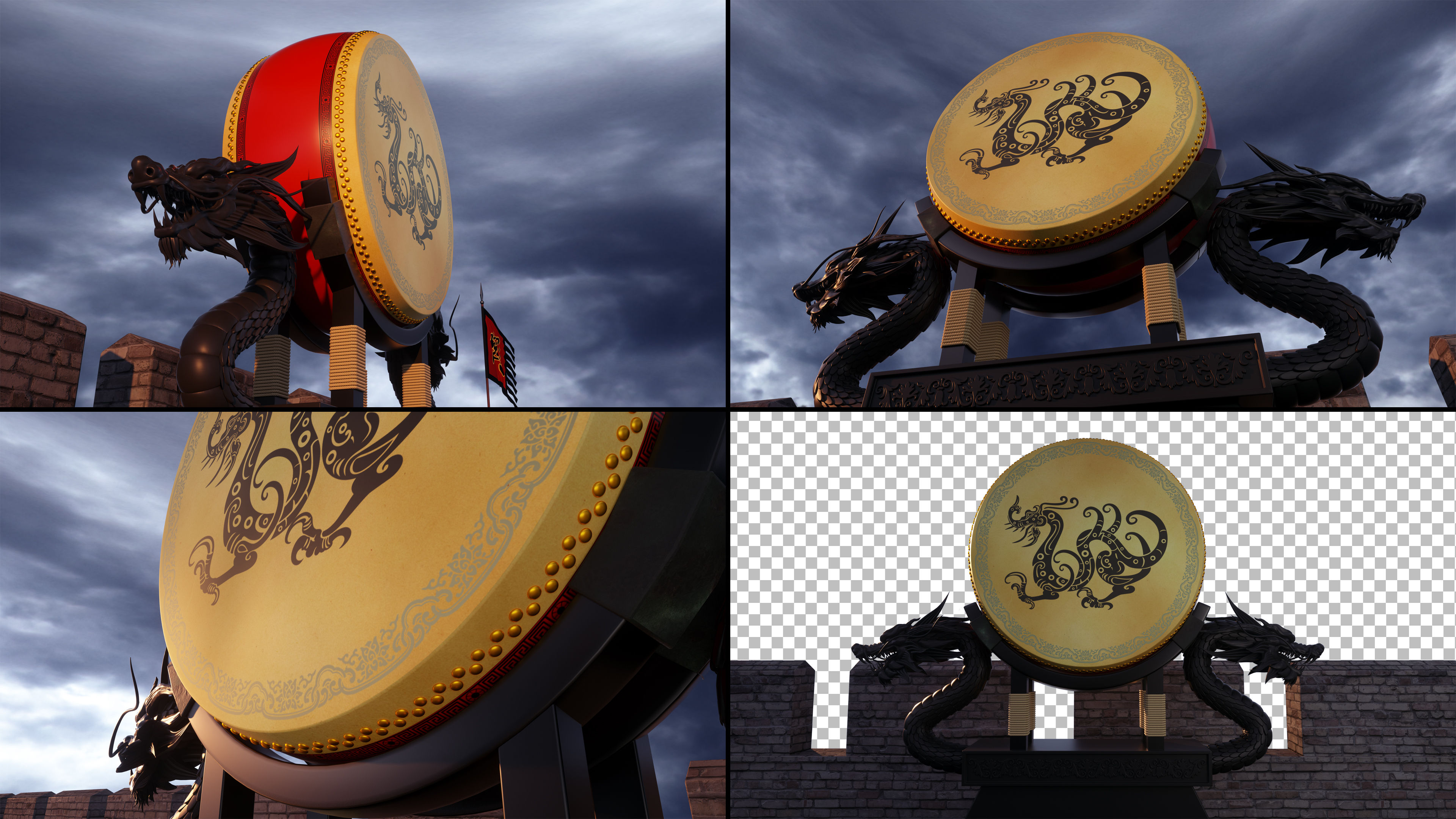 4k大气战鼓励志鼓舞开场片头带蒙板遮罩