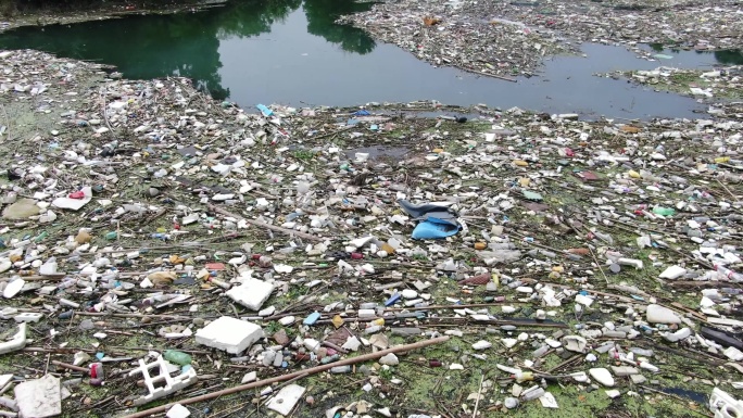 4K 白色垃圾河流水质环境污染