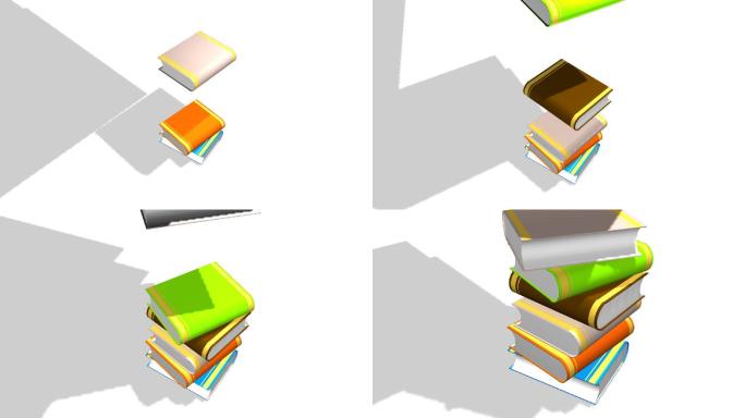 一摞书动画特效三维书本掉落堆叠