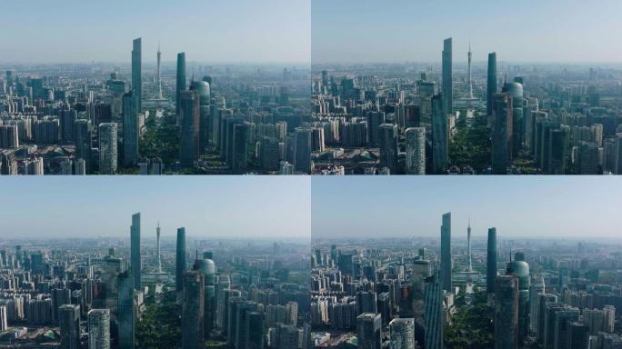 【4K正版航拍】珠江新城中轴希区柯克效果