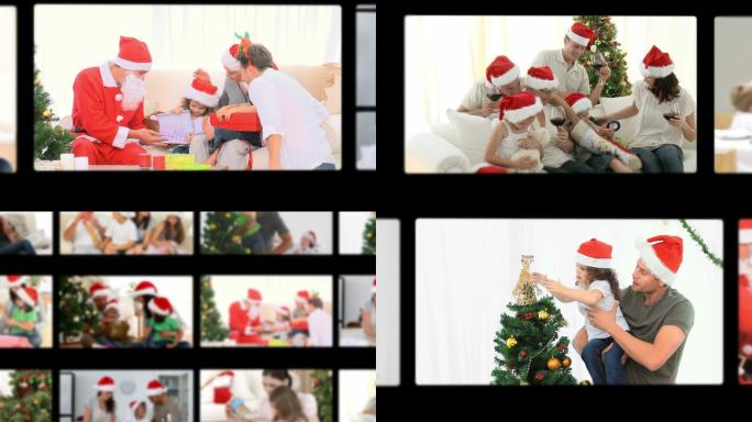 庆祝圣诞节的家庭片段特写