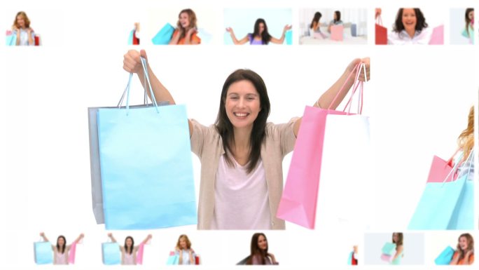 女人们拿着购物袋片段特效