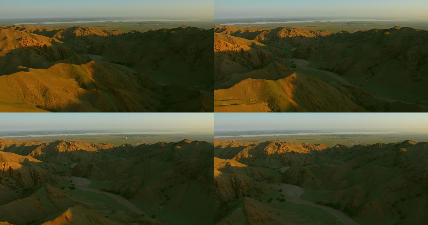 直升机航拍内蒙古鄂尔多斯市库布齐沙漠04