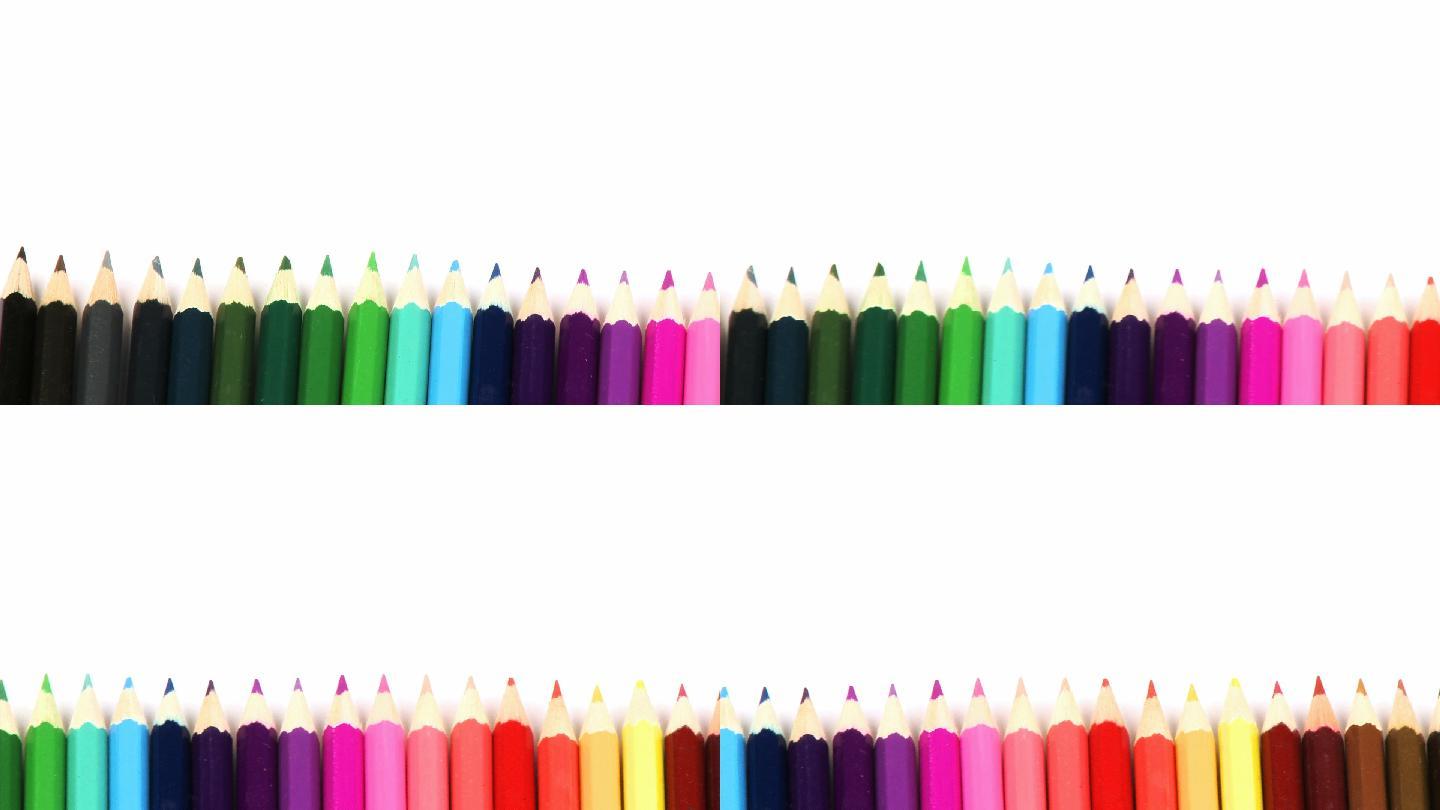 一排彩色铅笔特写艺术笔
