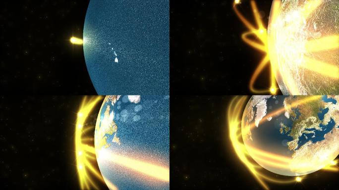 3D地球动画特效发光地球点亮地球地球自转