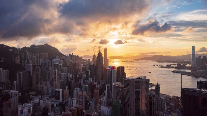 中国香港4K航拍延时素材香港回归25周年
