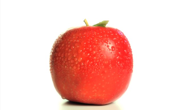 湿红苹果特写室内拍摄旋转静物红苹果